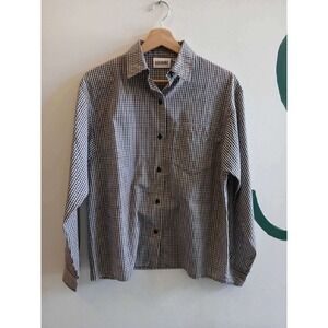 Country Suburbans Vintage Gingham Button Down Shirt Black White Red Made in USA